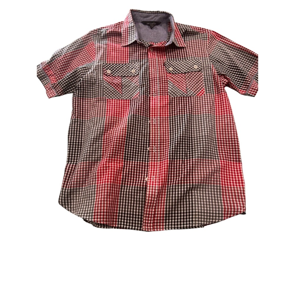 Rocawear Plaid Shirt Short Sleeve Button Up Casual Checkered Mens Size Lrg (461)